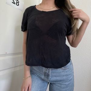 Forever 21 Blocky Black Cropped Tshirt